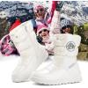 K KomForme Boys & Girls Snow Boots Insulated Fur Lined Warm Anti-Slip Waterproof Winter Boot (Toddler/Little Kid/Big Kid)(Pearl White)