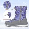 K KomForme Boys & Girls Snow Boots Insulated Fur Lined Warm Anti-Slip Waterproof Winter Boot (Toddler/Little Kid/Big Kid)(Spider Print Blue)