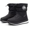 K KomForme Boys & Girls Snow Boots Insulated Fur Lined Warm Anti-Slip Waterproof Winter Boot (Toddler/Little Kid/Big Kid)(Black Rain Cloth)