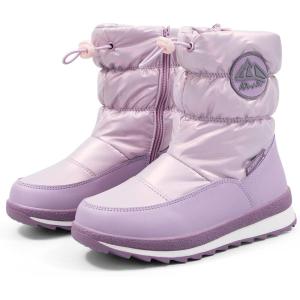 K KomForme Boys & Girls Snow Boots Insulated Fur Lined Warm Anti-Slip Waterproof Winter Boot (Toddler/Little Kid/Big Kid)(Pearl Purple)