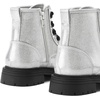 K KomForme Girls Glitter Ankle Boots Lace Up Waterproof Combat Shoes With Side Zipper for Toddler/Little Kid/Big Kid(Sliver)
