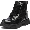 K KomForme Girls Glitter Ankle Boots Lace Up Waterproof Combat Shoes With Side Zipper for Toddler/Little Kid/Big Kid(Black)