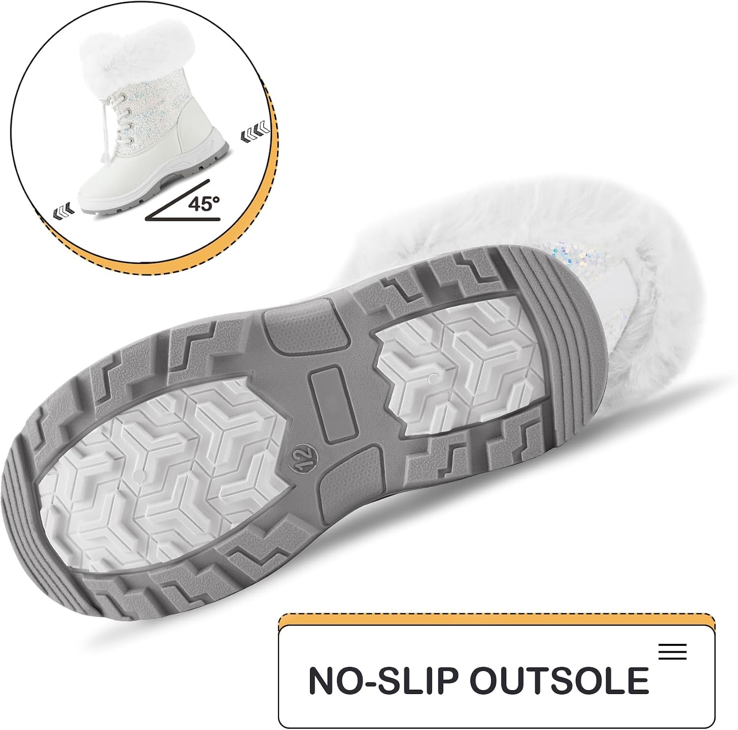 image:imageK KomForme Girls Bungee Lacing Glitter Snow BootsWhite