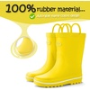 K KomForme Kids Rain Boots, Waterproof Rubber Boots with Easy-on Handles | Pull on, Slip-resistant, Double Handles(A-yellow)