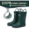 K KomForme Kids Rain Boots, Waterproof Rubber Boots with Easy-on Handles | Pull on, Slip-resistant, Double Handles(Dark Green)