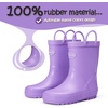 K KomForme Kids Rain Boots, Waterproof Rubber Boots with Easy-on Handles | Pull on, Slip-resistant, Double Handles(Light Purple)