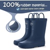 K KomForme Kids Rain Boots, Waterproof Rubber Boots with Easy-on Handles | Pull on, Slip-resistant, Double Handles(Navy)