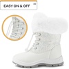 Girls Bungee Lacing Glitter Snow Boots(White)