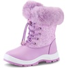 Girls Bungee Lacing Glitter Snow Boots(Pastel Purple)