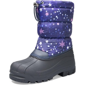 Snow Boots for Boys & Girls Warm Waterproof Slip Resistant Winter Shoes (Toddler/Little Kid/Big Kid)(Purple-star)