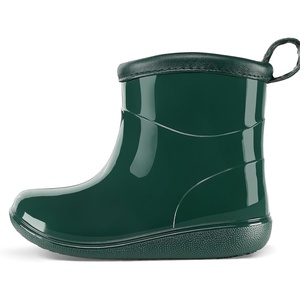 Toddler Rain Boots Baby Easy-on Rain Shoes for Boy&Girl | Waterproof, PVC(Dark Green)