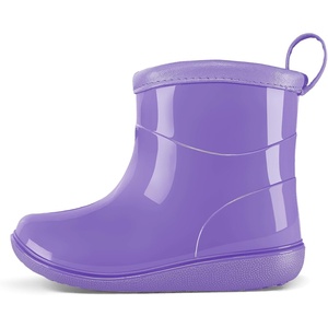 Toddler Rain Boots Baby Easy-on Rain Shoes for Boy&Girl | Waterproof, PVC(Purple)
