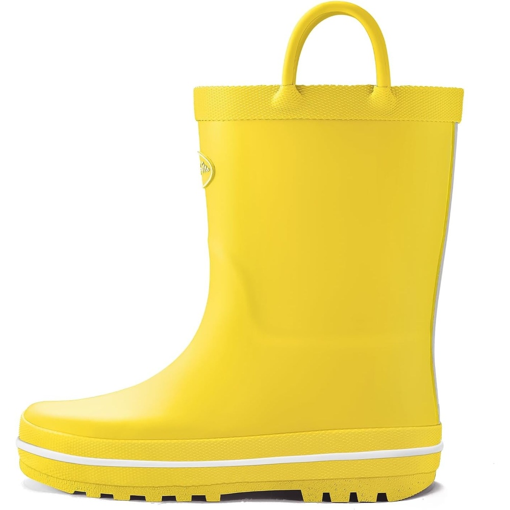 image:imageKids Rain Boots Waterproof Rubber Boots with Easyon Handles Pull on Slipresistant Double HandlesAyellow