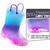 Toddler Light Up Rain Boots for Girls Boys Waterproof Rain Boots | Pull on, Slip-resistant,Double Handles(A1 Blue Purple Gradient)