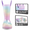 Toddler Light Up Rain Boots for Girls Boys Waterproof Rain Boots | Pull on, Slip-resistant,Double Handles(Aurora Gradient)