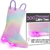 Toddler Light Up Rain Boots for Girls Boys Waterproof Rain Boots | Pull on, Slip-resistant,Double Handles(Aurora Gradient)