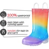 Toddler Light Up Rain Boots for Girls Boys Waterproof Rain Boots | Pull on, Slip-resistant,Double Handles(Gradient Orange Blue)