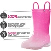Toddler Light Up Rain Boots for Girls Boys Waterproof Rain Boots | Pull on, Slip-resistant,Double Handles(Gradient Pink)