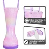 Toddler Light Up Rain Boots for Girls Boys Waterproof Rain Boots | Pull on, Slip-resistant,Double Handles(Gradient Purple)