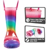 Toddler Light Up Rain Boots for Girls Boys Waterproof Rain Boots | Pull on, Slip-resistant,Double Handles(Shimmer Rainbow)