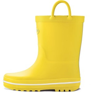 Kids Rain Boots, Waterproof Rubber Boots with Easy-on Handles | Pull on, Slip-resistant, Double Handles(A-yellow)