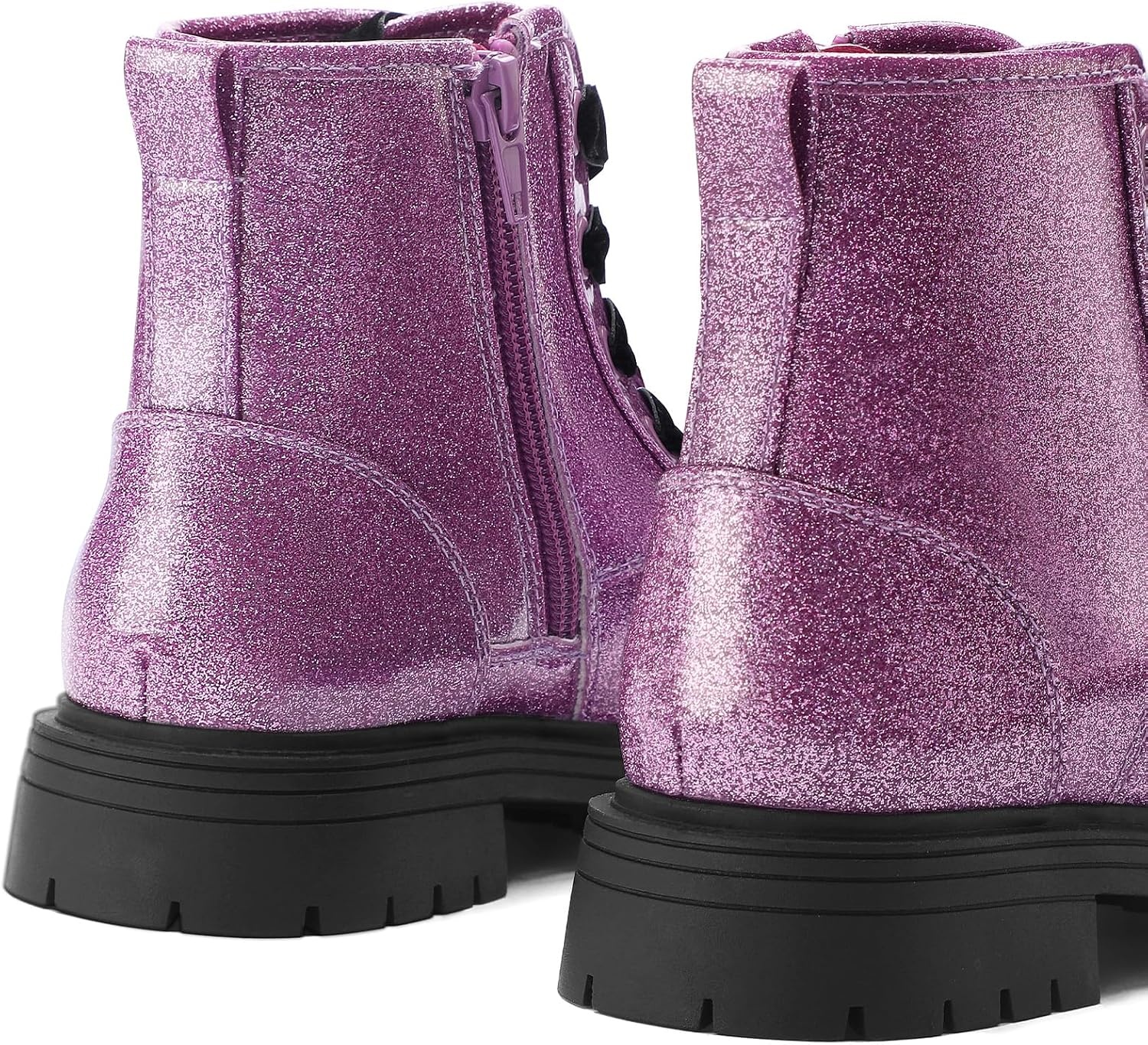 image:imageK KomForme Girls Glitter Ankle Boots Kid Combat Shoes With Side ZipperPurple
