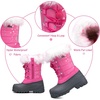 K KomForme Boys Girls Fur Lined Warm Anti-Slip Waterproof Winter Boot(Pink)
