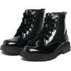 K KomForme Girls Glitter Ankle Boots Kid Combat Shoes With Side Zipper(Black)