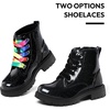K KomForme Girls Glitter Ankle Boots Kid Combat Shoes With Side Zipper(Black)
