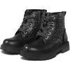 K KomForme Girls Glitter Ankle Boots Kid Combat Shoes With Side Zipper(Black Glitter)