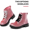 K KomForme Girls Glitter Ankle Boots Kid Combat Shoes With Side Zipper(Pink)