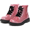 K KomForme Girls Glitter Ankle Boots Kid Combat Shoes With Side Zipper(Pink)