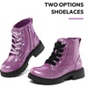 K KomForme Girls Glitter Ankle Boots Kid Combat Shoes With Side Zipper(Purple)
