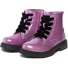 K KomForme Girls Glitter Ankle Boots Kid Combat Shoes With Side Zipper(Purple)