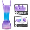 K KomForme Kids Rain Boots Boys Girls Light up Boots with Easy-on Handles(A-purple Blue Gradient)