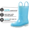 K KomForme Kids Rain Boots Boys Girls Light up Boots with Easy-on Handles(Blue Glitter)
