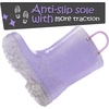 K KomForme Kids Rain Boots Boys Girls Light up Boots with Easy-on Handles(Purple Glitter)
