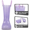 K KomForme Kids Rain Boots Boys Girls Light up Boots with Easy-on Handles(Purple Glitter)