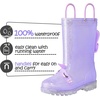 K KomForme Kids Rain Boots Boys Girls Light up Boots with Easy-on Handles(Purple Unicorn 3d)