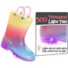 K KomForme Kids Rain Boots Boys Girls Light up Boots with Easy-on Handles(Rainbow Glitter)