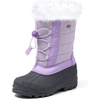 K KomForme Boys Girls Fur Lined Warm Anti-Slip Waterproof Winter Boot(Purple Brilliant)