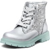 K KomForme Girls Glitter Ankle Boots Kid Combat Shoes With Side Zipper(Sliver Glitter)