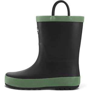 K KomForme Kids Rain Boots, Waterproof Rubber Boots with Easy-on Handles(Black)
