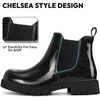 K KomForme Girl Glitter Ankle Boot Side Zipper Chelsea Booties Lug Sole(Black)