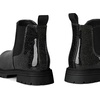 K KomForme Girl Glitter Ankle Boot Side Zipper Chelsea Booties Lug Sole(Black)