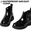 K KomForme Girl Glitter Ankle Boot Side Zipper Chelsea Booties Lug Sole(Black Star)