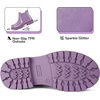 K KomForme Girl Glitter Ankle Boot Side Zipper Chelsea Booties Lug Sole(Light Purple)