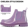 K KomForme Girl Glitter Ankle Boot Side Zipper Chelsea Booties Lug Sole(Light Purple)