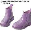 K KomForme Girl Glitter Ankle Boot Side Zipper Chelsea Booties Lug Sole(Light Purple)