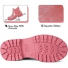 K KomForme Girl Glitter Ankle Boot Side Zipper Chelsea Booties Lug Sole(Pink)